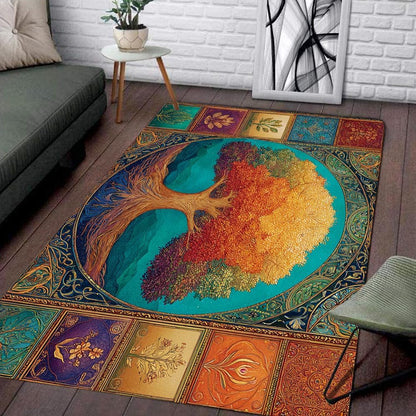 Tree of Life Area Rug – Bohemian Mandala Carpet for Living Room, Bedroom, Meditation Space, Yoga, Spiritual Home Décor – Large Soft Floor Mat for Indoor Decoration (TOL08)