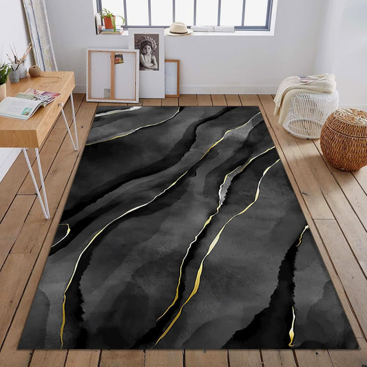 Luxury Emerald Green Gold Gray Area Rug, Abstract Tie Dyeing Indoor Printed Rugs, for Living Room Bedroom Hotel Home Decor Doormat Entrance Hall Yoga Room Patio(2x6ft - Colors A