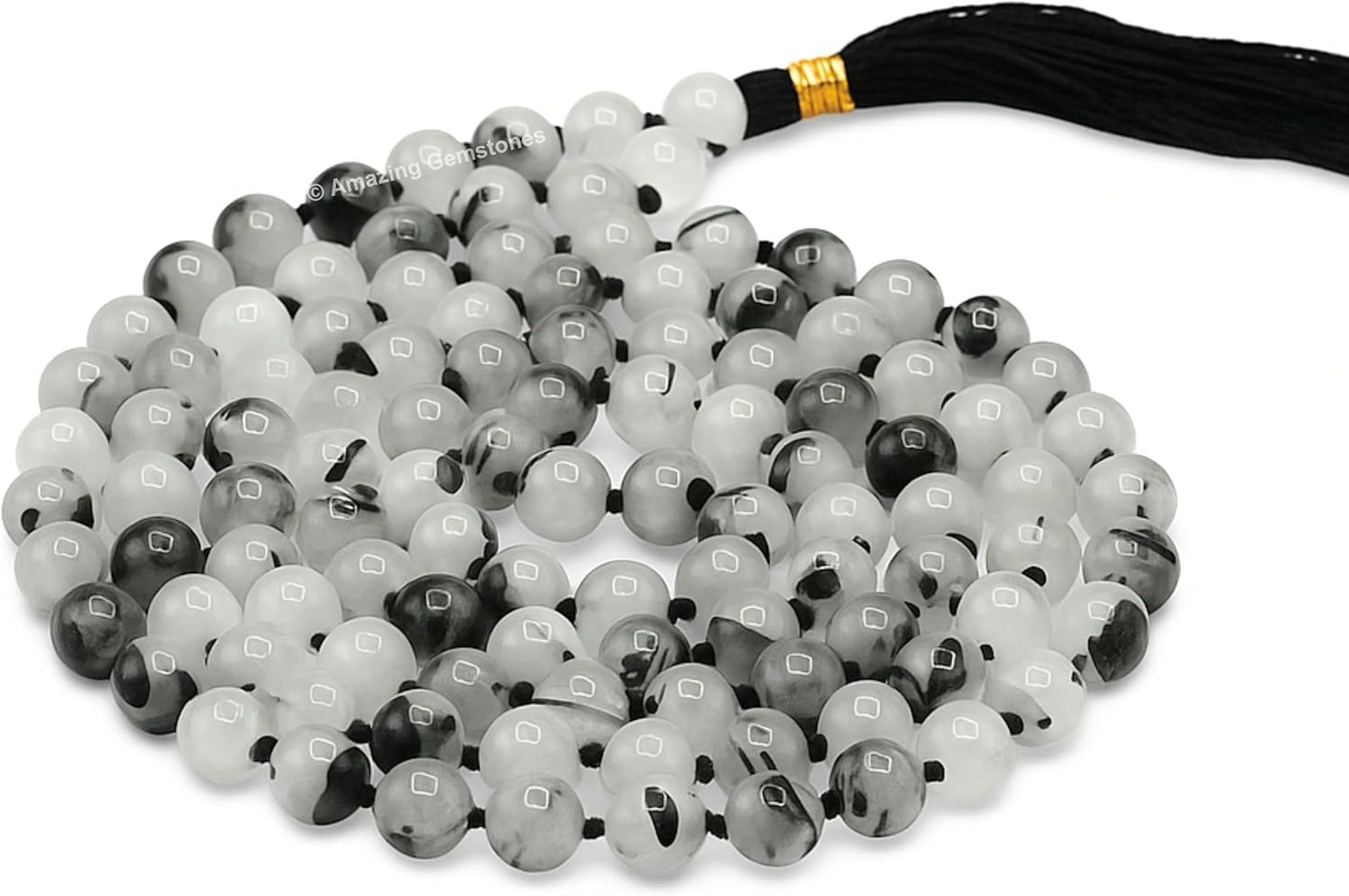 Amazing Gemstone 108 Beads Handmade Mala (Knotted, Rudraksha) - Colors B