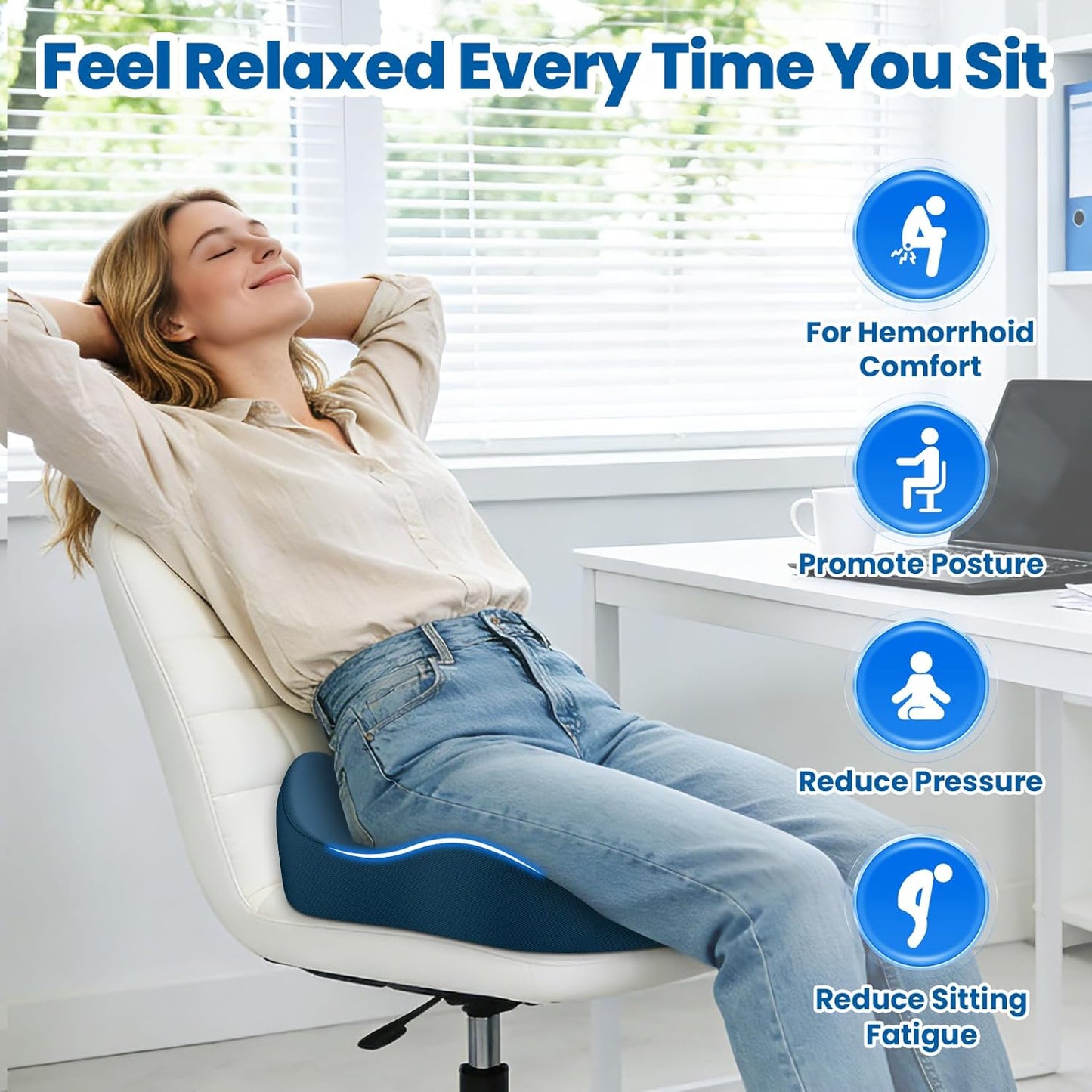 SweetSlubr Large Donut Pillow Seat Cushion for Hemorrhoid Discomfort&Tailbone Pressure, Office Chair Cushion for Long Sitting, Ergonomic Coccyx Pillow for Postpartum Pregnancy, Lifting Cushions, Black