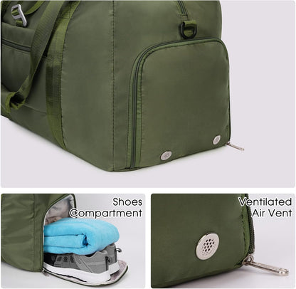 Ceneda 20" Gym Bag for Women with Wet Pocket & Shoe Compartment, Lightweight Duffel Waterproof Carry On Duffle for Travel, Yoga, Overnight (Green)