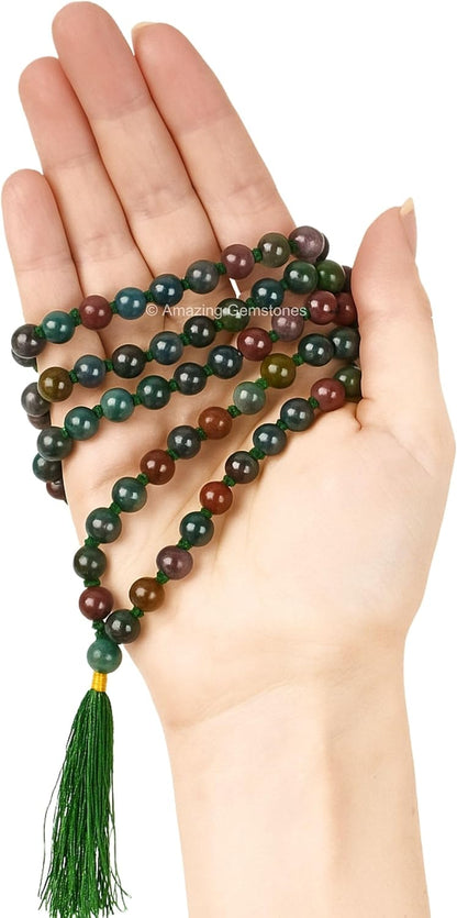 Amazing Gemstone 108 Beads Handmade Mala (Knotted, Rudraksha) - Colors B