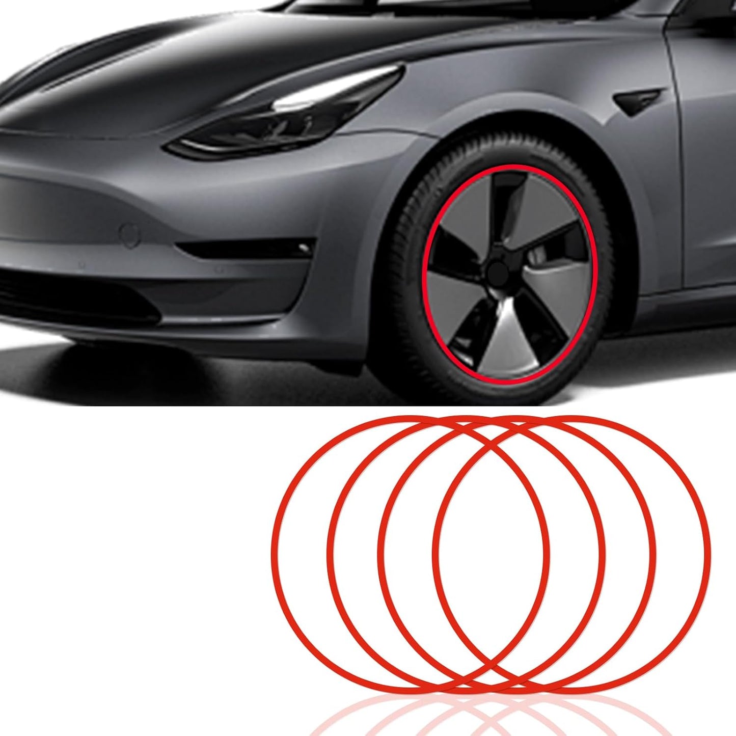 Rim Protector for Car Wheels (Fits 18-21" Wheel Diameter) - Pack of 4 Premium ABS Wheel Protector for All Cars, Trucks, SUVs and Tesla All Models (Red,20)