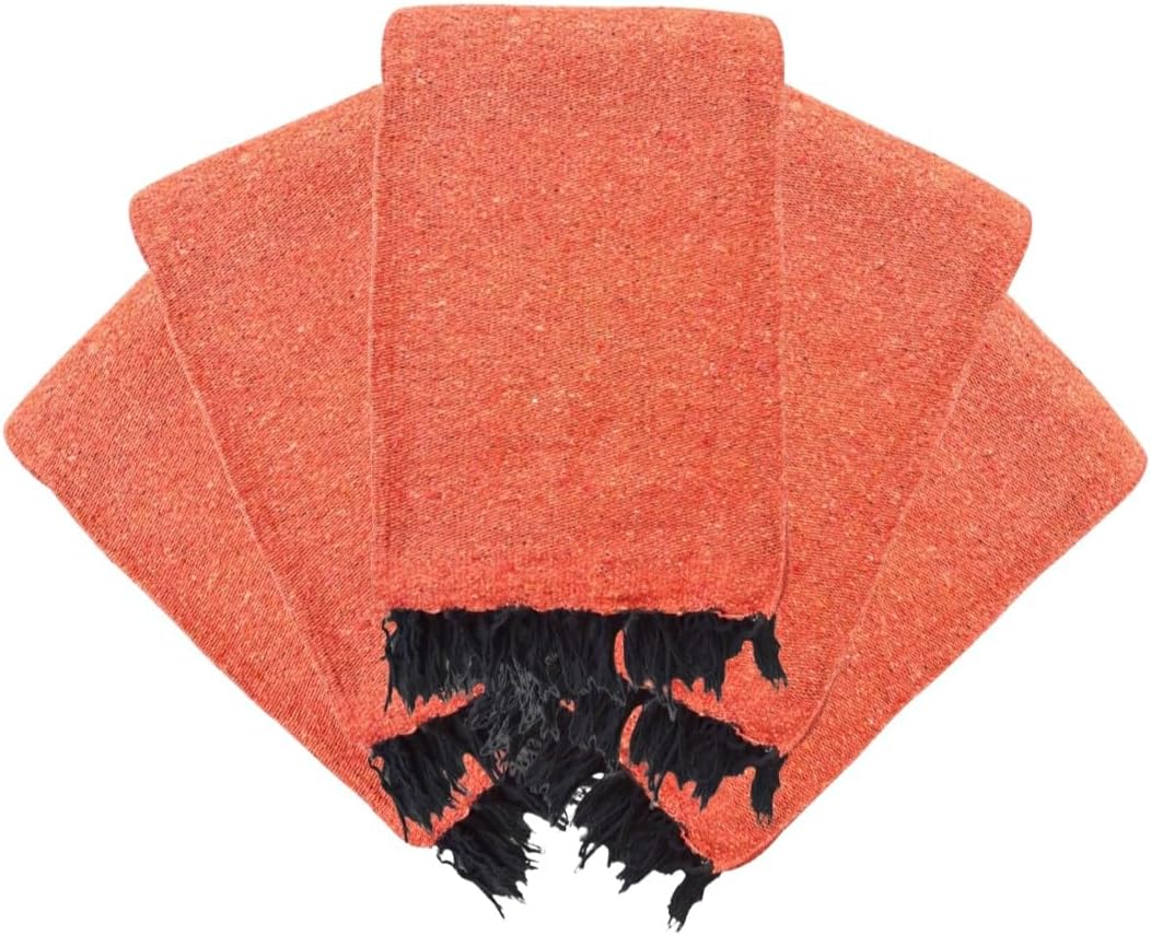 Open Road Goods Bulk Handmade Solid Color Yoga Blankets - Thick Mexican Blankets or Throws - Made for Yoga! (12 Pack, Black)
