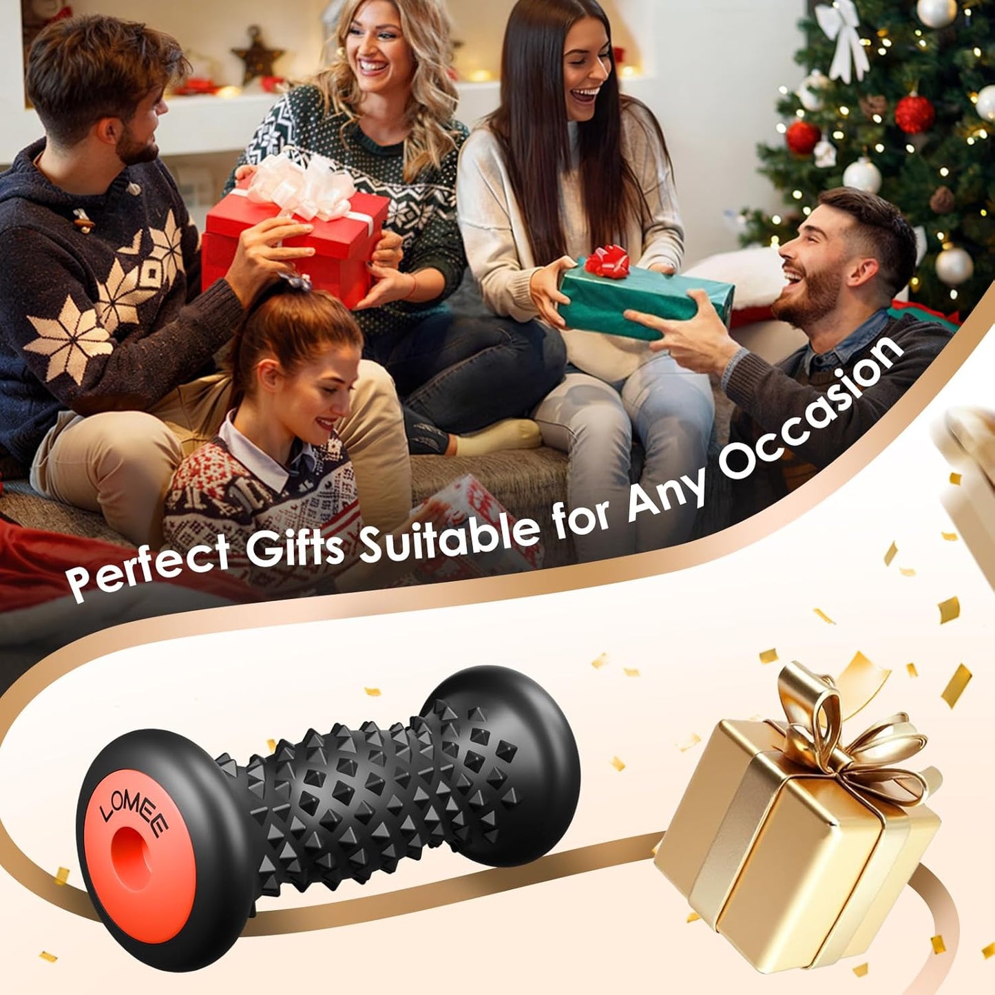 LOMEE Foot Roller Massager for Plantar Fasciitis Relief, Foot Arch and Heel Pain Relief, Portable Reflexology Massage Tool, Deep Tissue Muscle Massage Roller