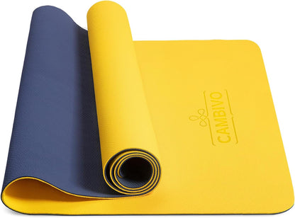 CAMBIVO Yoga Mat for Women Men Kids, 1/3 & 1/4 & 2/5 Inch Extra Thick Yoga Mat Non Slip, 72" x 24" TPE Yoga Mats, Workout Mat with Carrying Strap for Yoga, Pilates and Floor Exercises