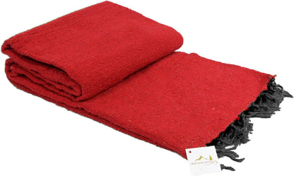 Open Road Goods Solid Color Mexican Yoga Blanket – Large Handwoven Throw for Yoga, Beach, Camping or Home – Soft and Durable Cotton Blend