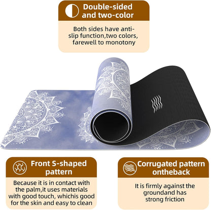 FOLAI Extra Thick Yoga Mat 6mm，pilates mat thick - Non-Slip Exercise Mat for HIIT, Pilates & Home Workouts & Workout with Free Carry Strap