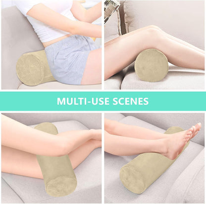 Yuiboo Bolster Pillow Yoga Beige Firm Neck Roll Pillow 5.5" x 17" Small Round Pillows Decorative Throw Pillows Cylinder Body Pillow Cover Back Support Pillow