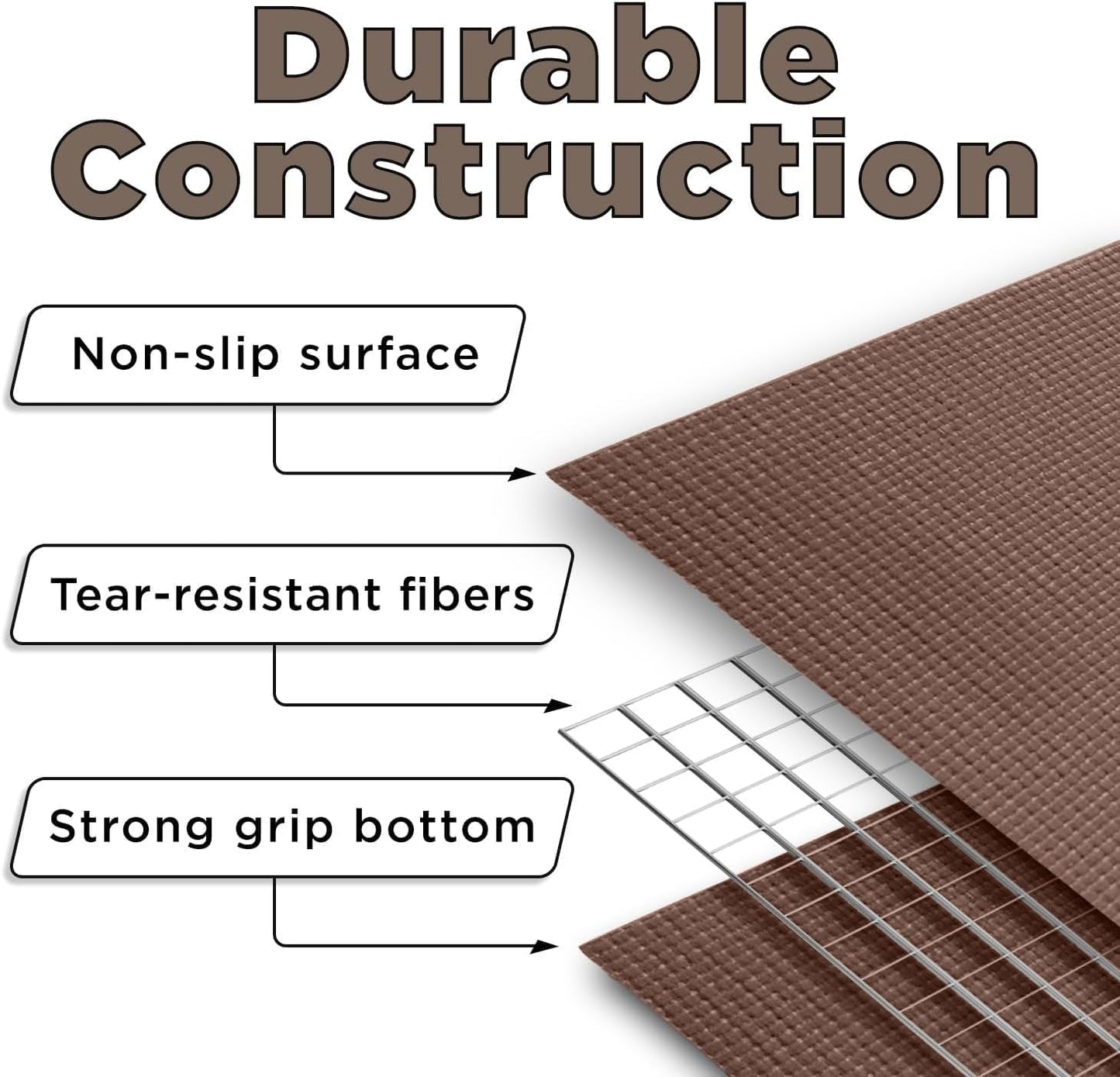 Slip-Resistant Floor Mat Roll & Yoga Mat – 25ft x 24" x 5mm – Cut-to-Fit Hallway Runner, Kitchen Mat, Drawer Liner, Shelf Liner, Bench Mat, Washable Pet Crate Pad, Cabinet Liner – Mocha