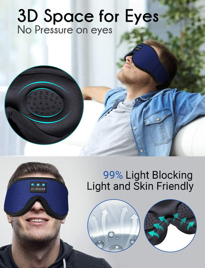 LC-dolida Sleep Headphones, 3D Sleep Mask Bluetooth Wireless Music Eye Mask, Sleeping Headphones for Side Sleepers Sleep Mask with Bluetooth Headphones Ultra-Thin Stereo Speakers Perfect for Sleeping