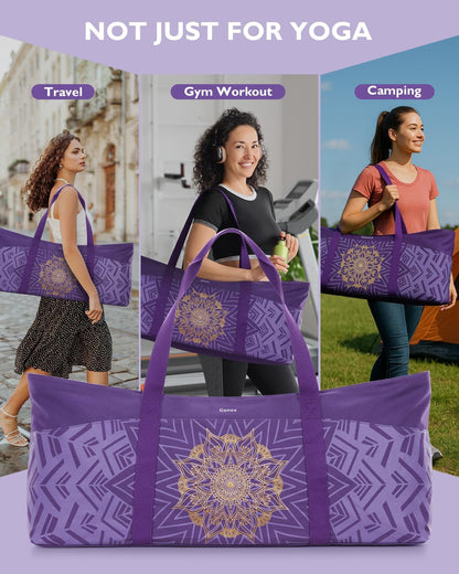 Gonex Yoga Mat Bag, Extra Canvas Gym Bag with Waterproof Pocket Metal Zipper, Fits Mat & Blocks, Stylish Yoga Mat Carrier for Women, Ideal for Yoga, Pilates, Workout, Travel