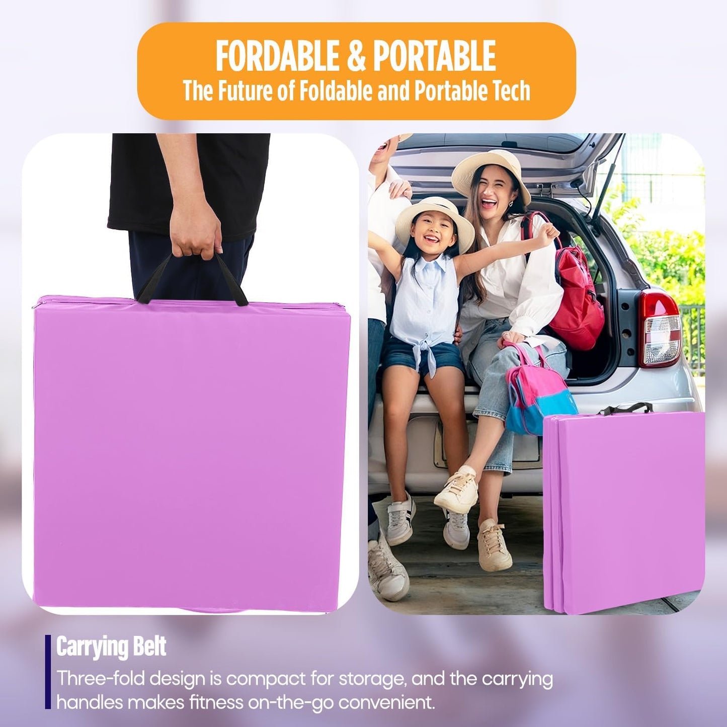 Gymnastics Mats Foldable Tumbling Mats Portable Gymnastics Exercise Mat Thick Gymnastics Tumbling Mats Pad Home Exercise Panel Mat With Carrying Handles