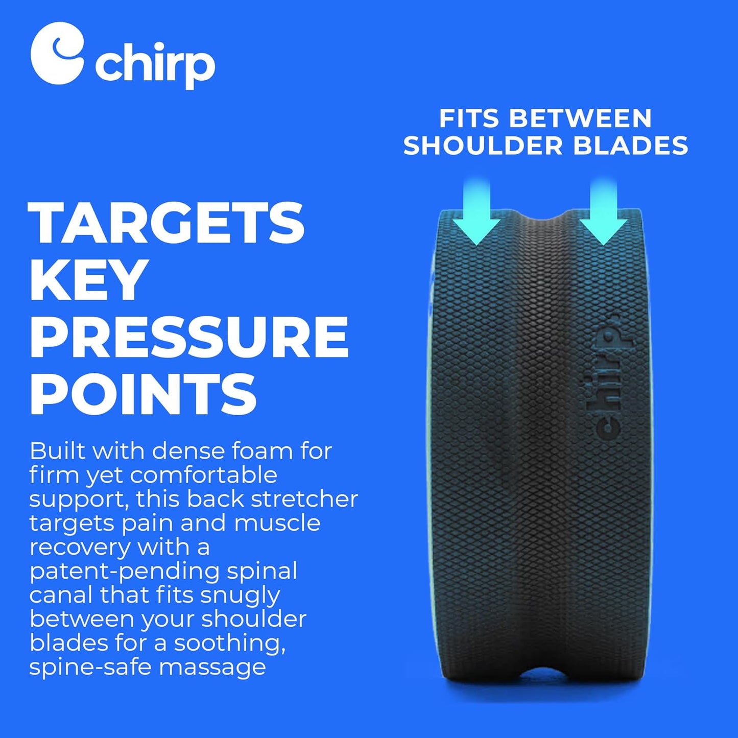Chirp Wheel Foam Roller – Targeted Back & Neck Relief, Lumbar Spine Stretcher, Spinal Decompression Back Stretcher, Massage Roller with Density Foam for Physical Therapy, Supports 500lbs, 4-Pack Black