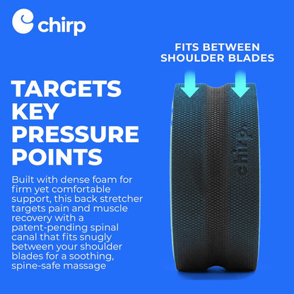 Chirp Wheel Foam Roller – Targeted Back & Neck Relief, Lumbar Spine Stretcher, Spinal Decompression Back Stretcher, Massage Roller with Density Foam for Physical Therapy, Supports 500lbs, 4-Pack Black