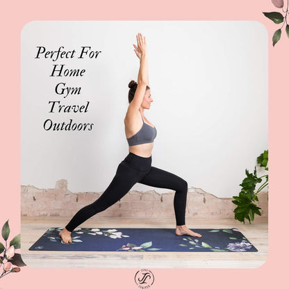 June & Juniper Travel Yoga Mat Foldable Lightweight - Thin Light Non-Slip Travel Yoga Mat Eco
