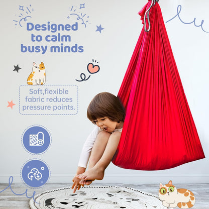 Aokitec Therapy Swing for Kids with Special Needs (Hardware Included) Snuggle Swing Cuddle Hammock Indoor Adjustable Aerial Yoga for Children with Autism, ADHD, Asperger, Sensory Integration