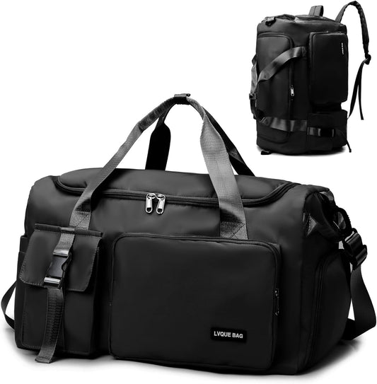 Eslcorri Gym Duffle Bag for Women Men, Sports Backpack with Wet & Shoe Compartment, Fitness Overnight Weekender Bag for Yoga, Swim, Travel (Style B, GreenPink)