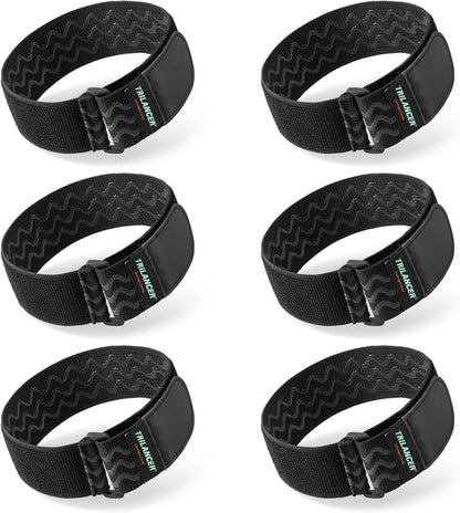 Trilancer Elastic Cinch Straps with Anti-Slip Strips, 24 "x 2" (4 Pack) Multipurpose Hook and Loop Bundling Straps for Hose, Cords, Bike, Luggage, Camping, Yoga Mats