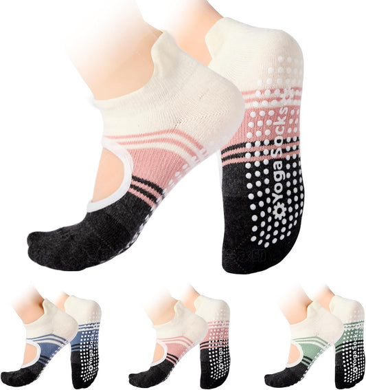 Pilates Socks with Grips for Women,Yoga Socks, Non-Slip Yoga Sock with Toe Separators, Pilates Non Slip Sock
