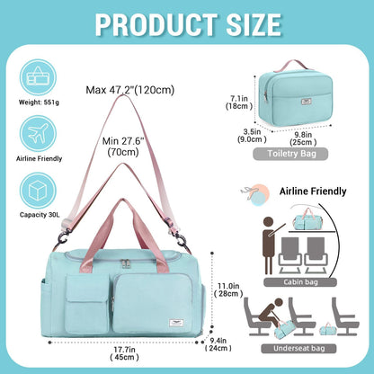 FIORETTO Women's Gym Duffle Bag with Shoes Compartment, 30L Capacity, Ideal for Travel, Gym, Sports, Duffel, Weekender