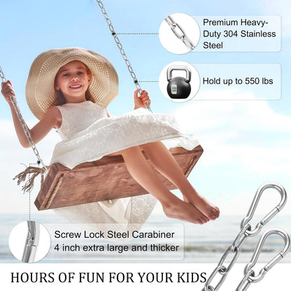 2 Pack 44in Hanging Swing Chain with 4 Carabiners, 660LB Capacity Hanging Kits Heavy Duty Hanging Chair Hardware for Hammock Swing Hanging Chair Punching Bags Sandbag Indoor Outdoor Yoga Gym (Black)
