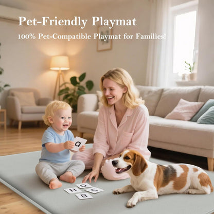 PapaMama Baby Play Mat,1.3" Thick Memory Foam 50x50 Soft Velvet Playpen Mat for Kids,Infants,Toddlers,Tummy Time Crawling Mats with Non-Slip Bottom,Yoga,Tatami,Nursery Rug(Sky Blue)