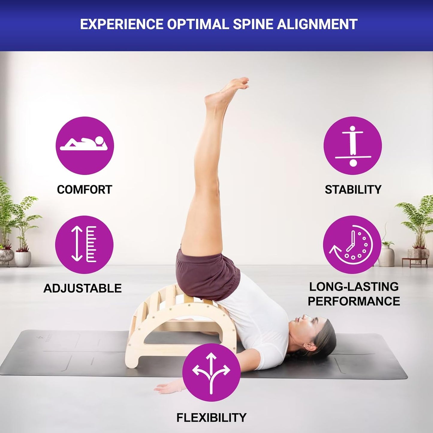 Flex - Yoga Back Bench | Elevate Your Stretch with Anatomical Bends, Ergonomic Support, and Durable Construction for Ultimate Comfort and Flexibility, Sandal