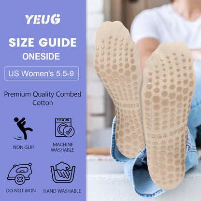 yeuG Pilates Socks for Women Non Slip Grip Socks for Yoga, Barre, Hospital, Barefoot Grippy Yoga Sock Womens Gifts 4 Pairs