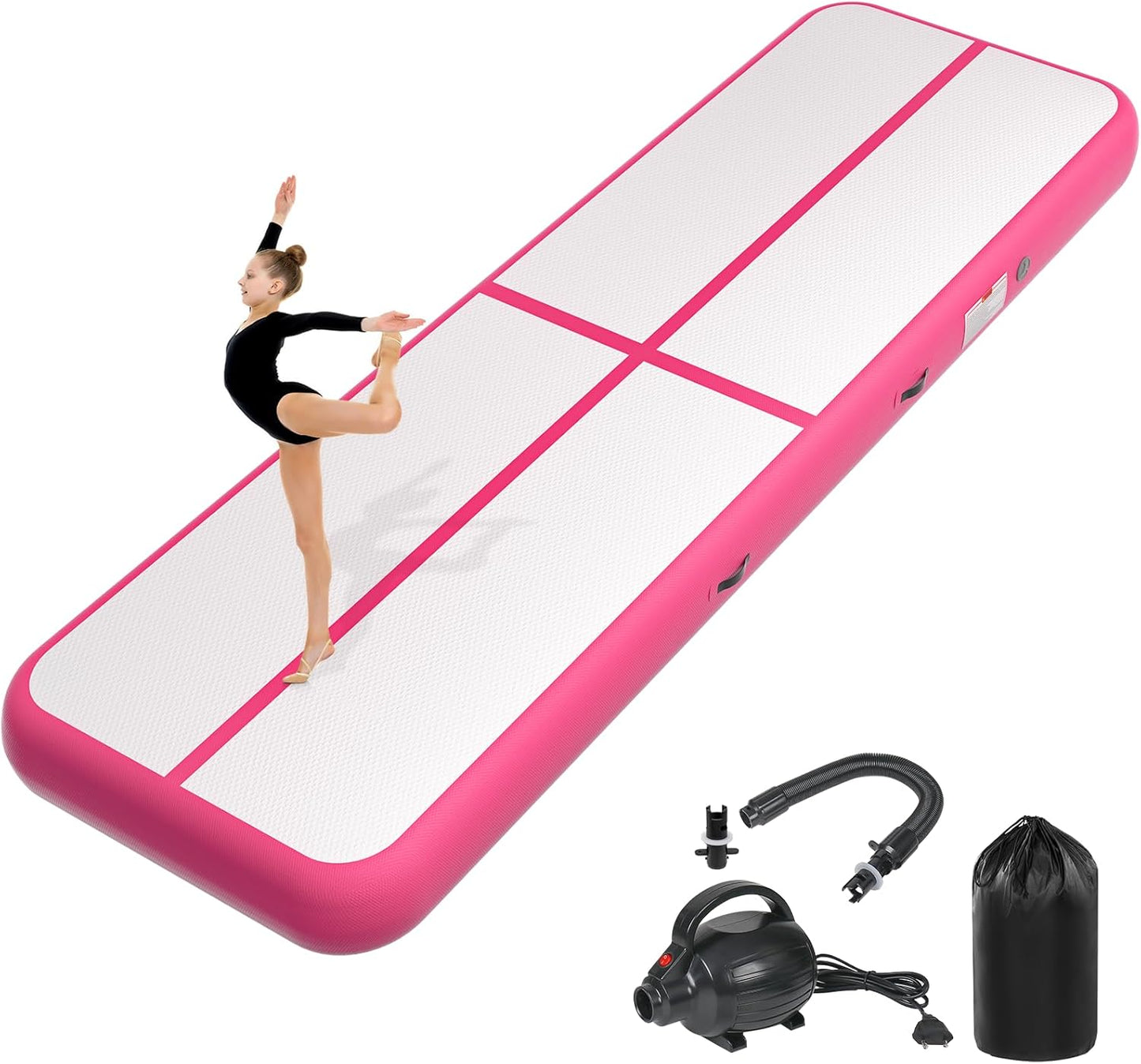 Inflatable Air Gymnastics Tumbling Mat 6ft 10ft 13ft 16ft 20ft, Air Tumble Track Mat 4/8 inches Thickness with Electric Air Pump for Home Use Training Cheerleading Yoga Water Beach Park