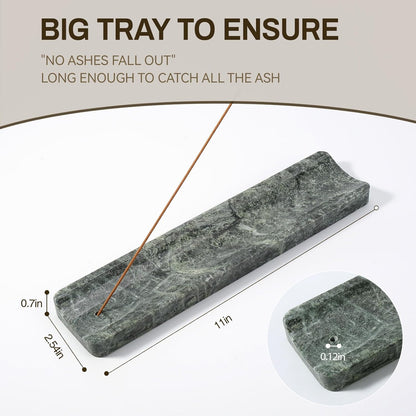 Koville Marble Incense Holder, Incense Holder for Sticks, Incense Sticks Holder Ash Catcher for Meditation Yoga SPA, Natural Stone Incense Burner, Home Table Decor (Green)