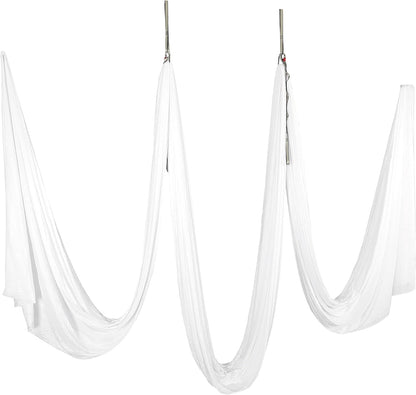 Kojem Aerial Silk Fabric Yoga Swing Kit For Fitness Yoga Inversions Flexibility Core Strength Dance White Nylon Fabric 6.6/13.1 Yards