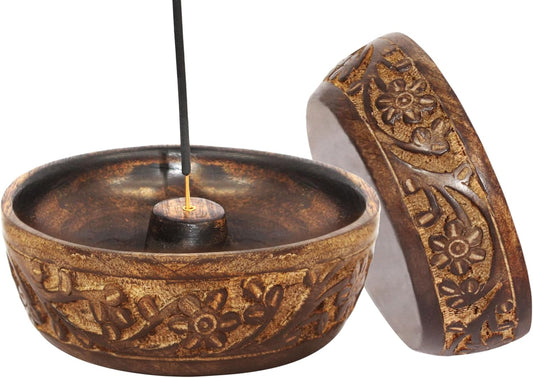 Sheesham Wood Incense Burner Holder - Set of 2 Coffin Style Sun Moon Inlay Handmade Aromatherapy Room Freshener Fragrance Cone Incense Stick Burner Ash Catcher - Zen Home Gift - 12x2x2 - COTTON CRAFT