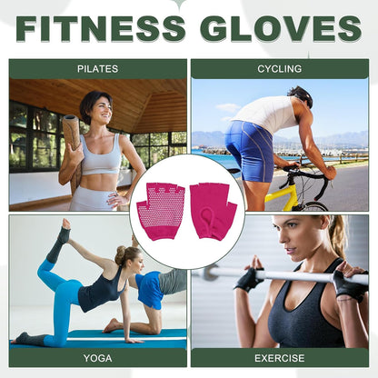 Yoga Gloves, Non Slip Fingerless Pilates Gloves Breathable Exercise Workout Mittens