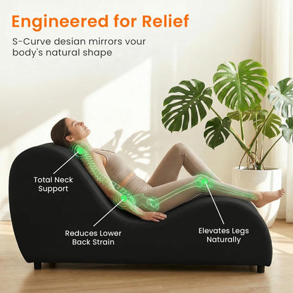 ijuicy Yoga Chair - Velvet Ergonomic Chaise Lounge, Stretching Relaxation Exercise Meditation Chair, Compact 60x18x27 Inches-Dark Grey