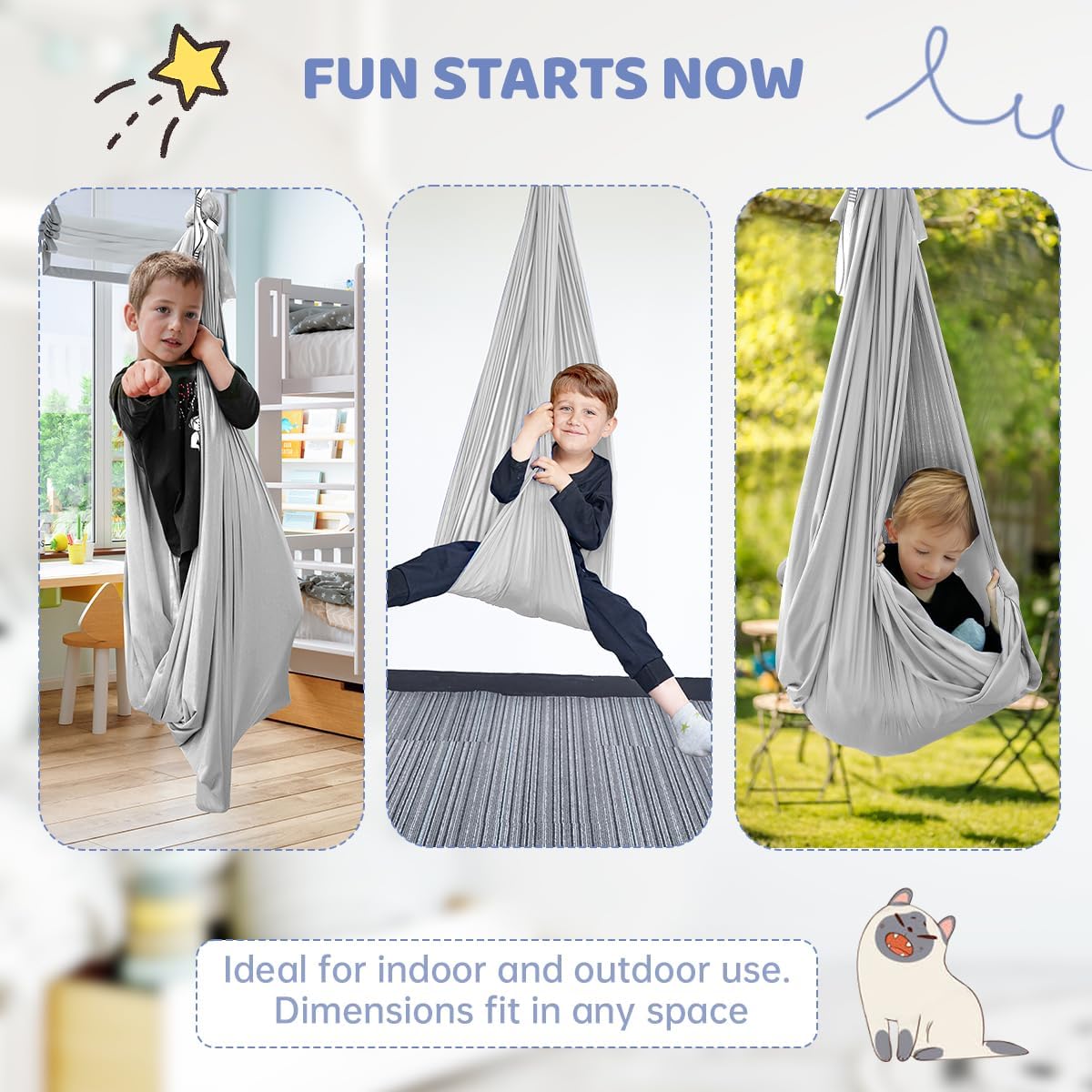 Aokitec Therapy Swing for Kids with Special Needs (Hardware Included) Snuggle Swing Cuddle Hammock Indoor Adjustable Aerial Yoga for Children with Autism, ADHD, Asperger, Sensory Integration