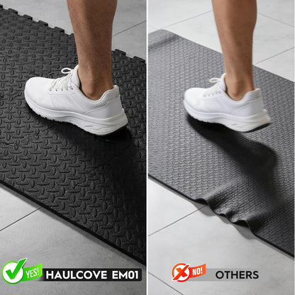 18 Tiles Puzzle Exercise Mat, 12.6" x 12.6" x 0.4", 18 Sq Ft EVA Interlocking Foam Floor Tiles, Non-Slip, Protective, Water-Resistant Flooring for Home Gym & Workout Equipment