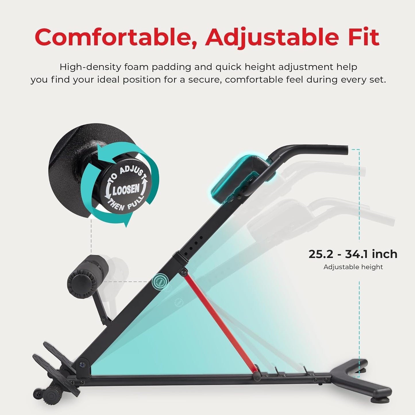 Sunny Health & Fitness Foldable Hyperextension Roman Chair w/Back Extension, Home Gym Sit Up Bench for Glute & Ab Workouts, Optional Adjustment Incline & Multi-Function Heavy-Duty Exercise Equipment