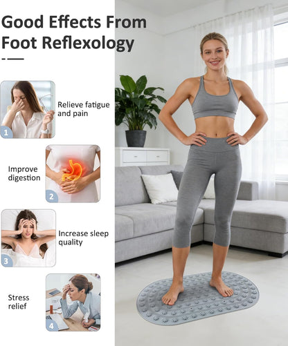 Acupressure Foot Massage Mat - Portable Foldable Foot Massager Mat for Bathroom, Yoga, Outdoor Games, Office Standing Desk Pad, Relieve Foot Pain, Anti-Slip, 30 x 18 inch (Grey)