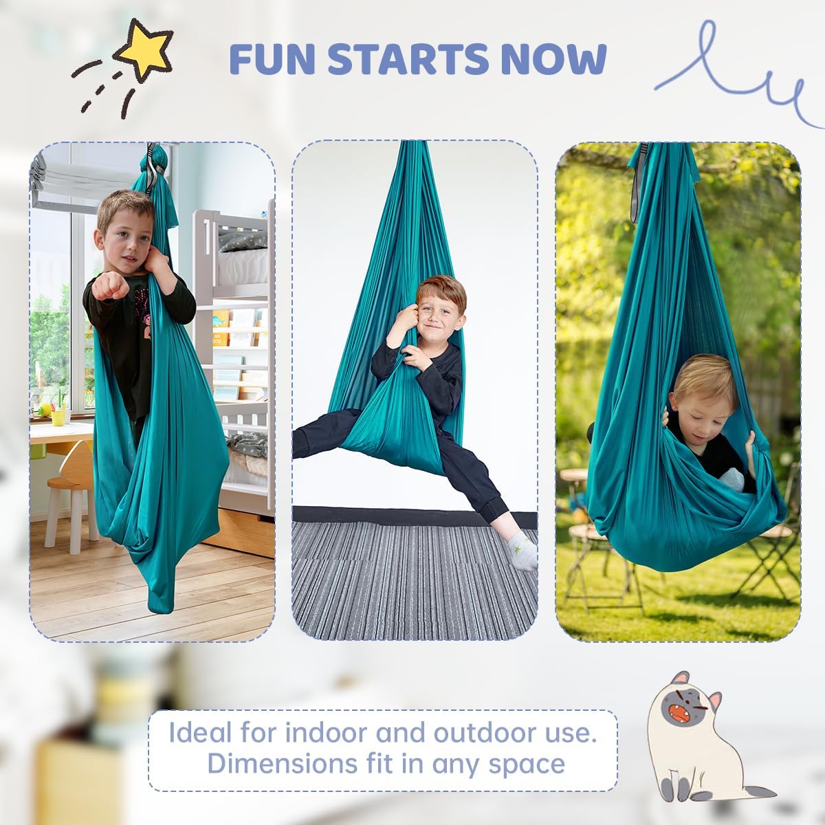 Aokitec Therapy Swing for Kids with Special Needs (Hardware Included) Snuggle Swing Cuddle Hammock Indoor Adjustable Aerial Yoga for Children with Autism, ADHD, Asperger, Sensory Integration