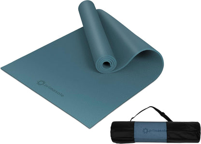 Primasole Dark Green‌ Non Toxic Yoga Mat with Poses - 68"Lx24"Wx1/3 Inch Non-Slip Workout Mats for Home, At Home Workout Mat with Carry Strap for Yoga Pilates PSS91NH011NA