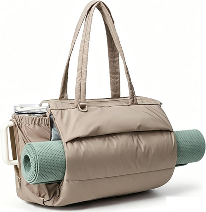 BAGSMART Yoga Tote Bag for Women with Knotted Handle, Lightweight Pilates Bag with Yoga Mat Holder, Gym Bag for Work Travel