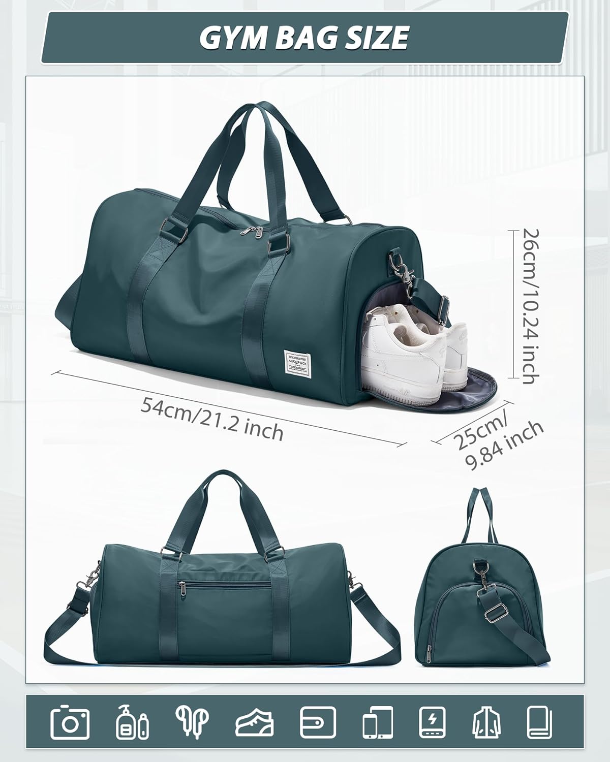 Gym Bag Womens Mens with Shoes Compartment and Wet Pocket Travel Duffel Bag for Women for Plane Sport Gym Tote Bags Swimming Yoga Waterproof Weekend Overnight Carry on Bag Hospital Holdalls - Colors B
