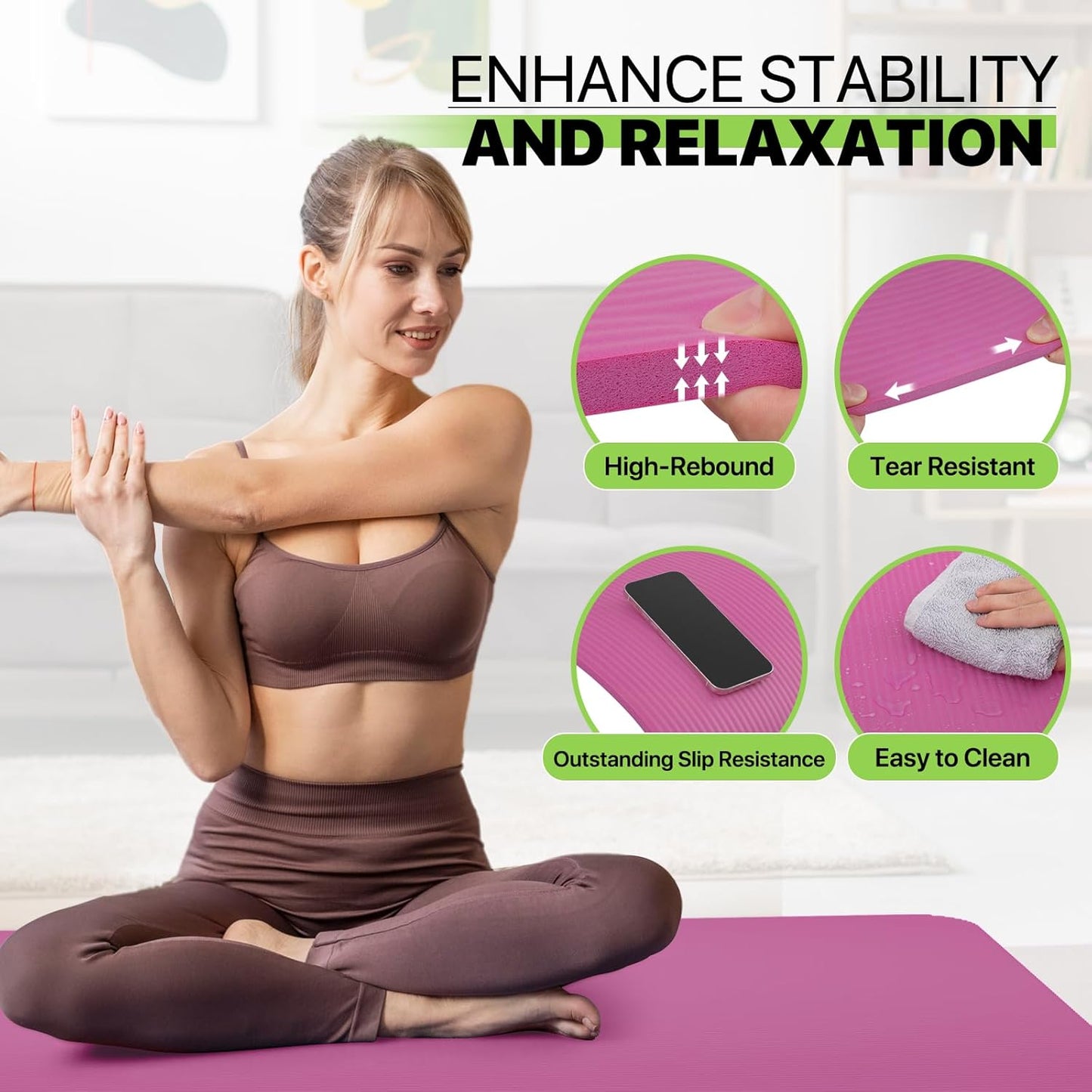 Yoga Mat 11mm Extra Thick TPE Pilates Mat 73"L x 32"W, Non-Slip, Odorless & Tear-Resistant with Carrying Strap, Unisex Design for Home Gym, Floor Exercises, Meditation & Workouts