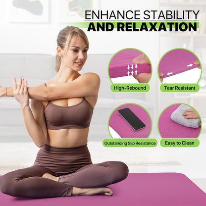 Yoga Mat 11mm Extra Thick TPE Pilates Mat 73"L x 32"W, Non-Slip, Odorless & Tear-Resistant with Carrying Strap, Unisex Design for Home Gym, Floor Exercises, Meditation & Workouts