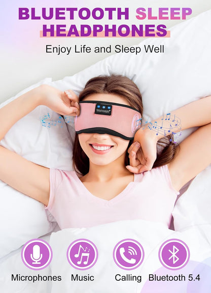 TOPOINT Sleep Mask with Headphones Bluetooth 5.4 Wireless, Sleep Headphones Earphones Earbuds with Microphone HD Speakers Music, Blackout Eye Mask for Sleeping Travel Meditation Men Women Cool Gadgets
