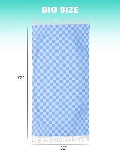 2 Packs Checkered Plaid Yoga Blanket Turkish Towel Extra Large Meditation Supplies Mat Cover Beach Blanket Women Birthday Gift for Mom Wife Sister Girlfriend Mother Adult Friend Husband Son Daughter