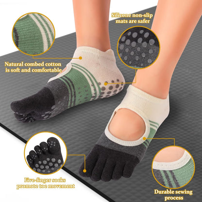 Pilates Socks with Grips for Women,Yoga Socks, Non-Slip Yoga Sock with Toe Separators, Pilates Non Slip Sock