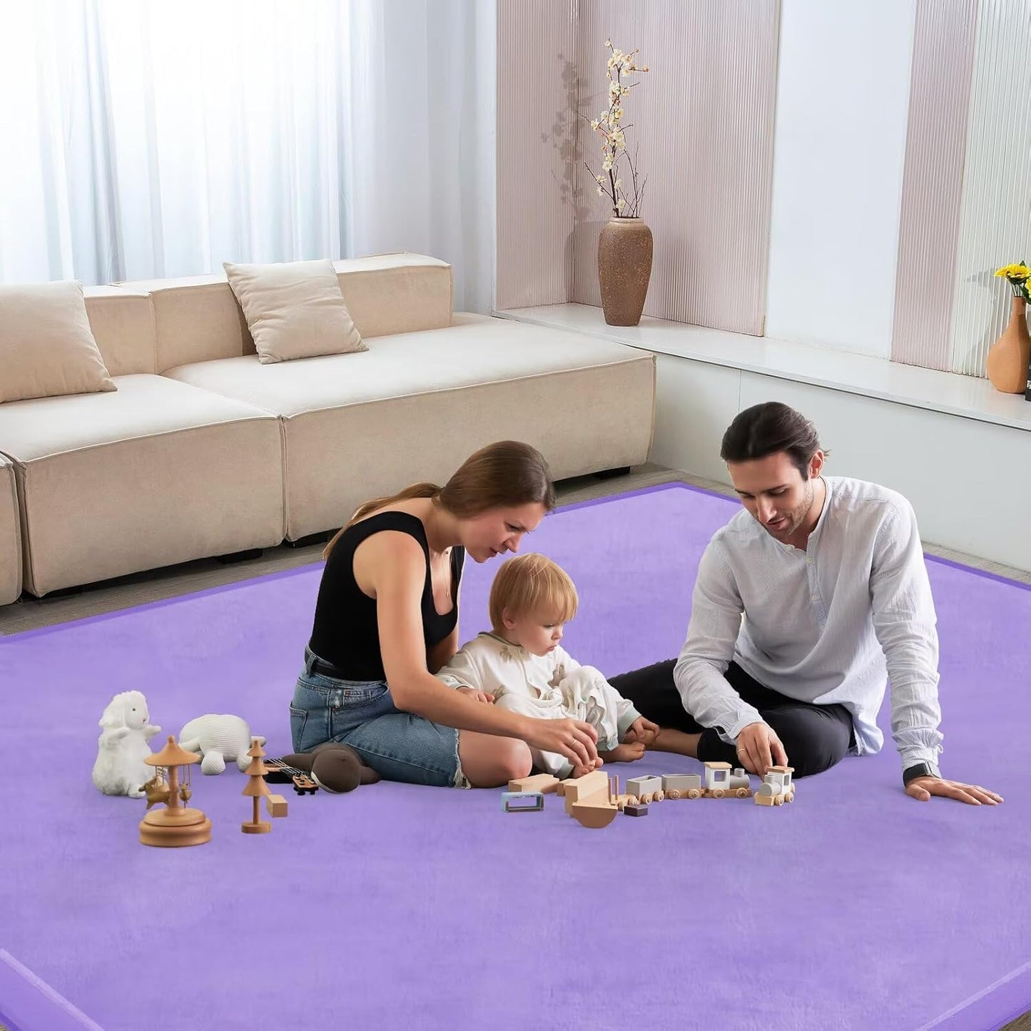 Baby Play Mat for Floor Nursery Rug Muscle Mat Area Rug Playroom Rug 79"x110" Playpen Mat Memory Foam 1.3" Thick Crawling Mat For Babies,Toddlers, Infants, Kids,Grey
