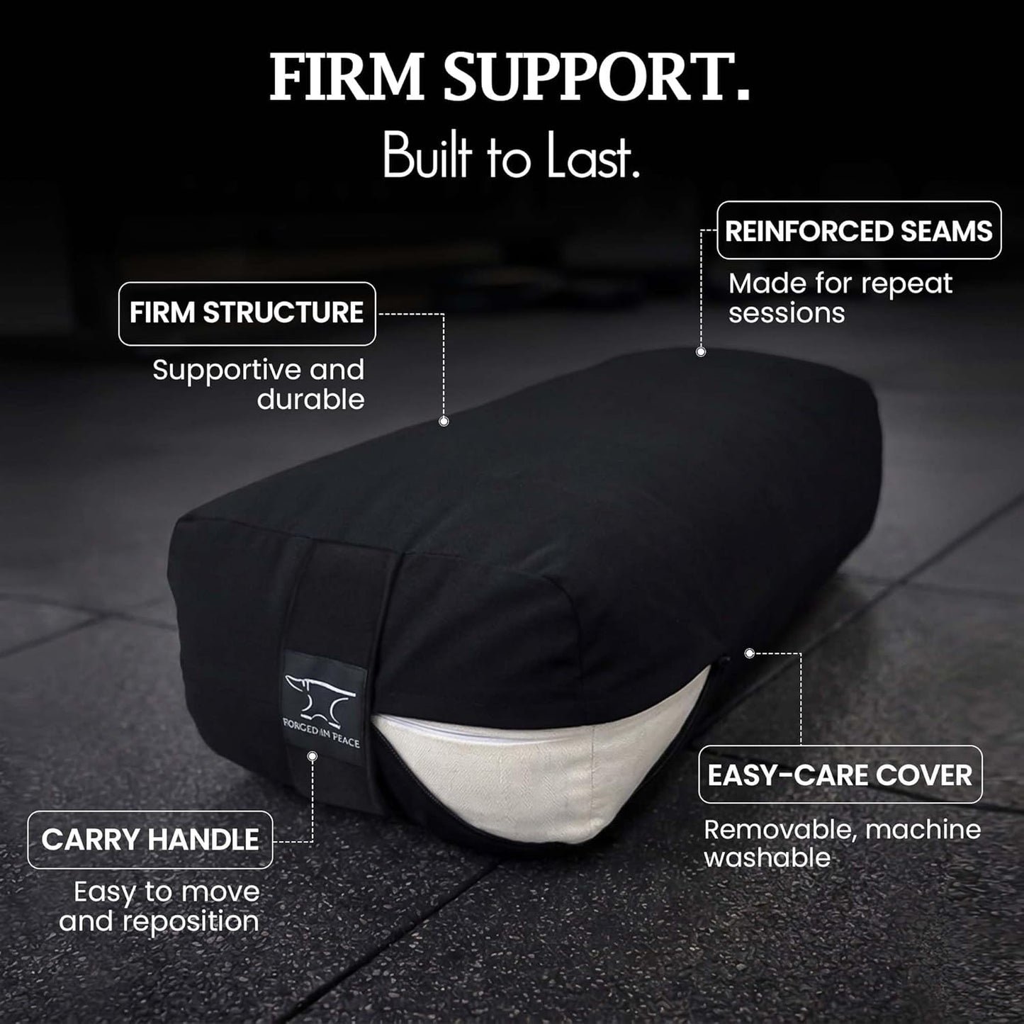 Men’s Yoga Bolster – Premium Support Cushion for Yoga, Meditation, and Restoration, Black